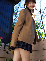 Hikari Yamaguchi Asian in uniform and coat wants to share choco